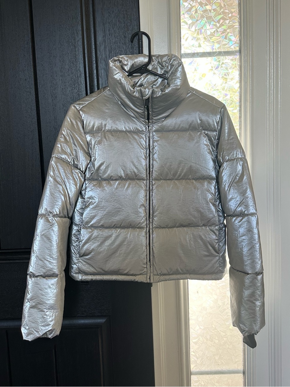 NWT: GAP Silver Puffer Jacket - Women's Metallic Padded Coat